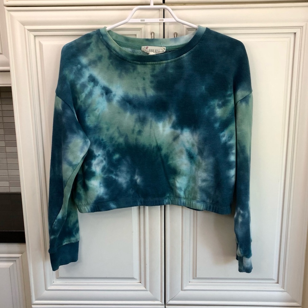 Pink Rose women’s tie dye crop sweatshirt